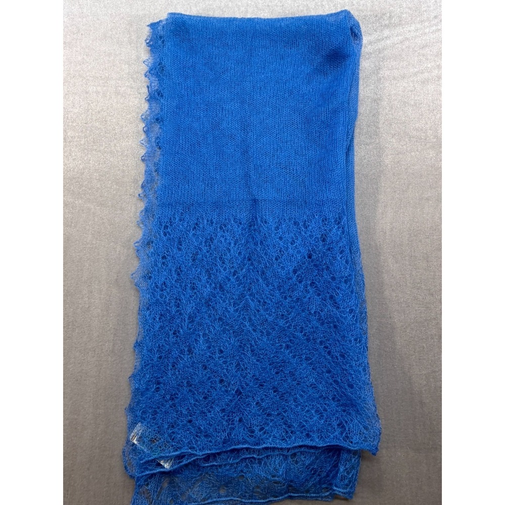 The Fascinator Made in England Women Scarf 100% New Mohair Blue